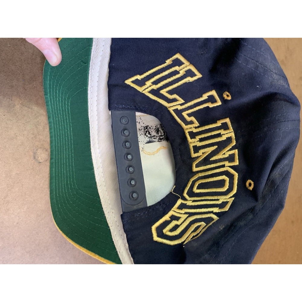 Vintage Illinois Abe Lincoln Yellow Navy Blue Hat USA Annco - Picture 2 of 5
